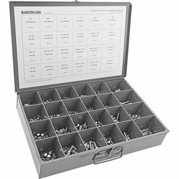 Bsc Preferred Hex Head Screw Assortment Inch Sizes 910 Pieces Zinc Yellow-Chromate Plated Steel 91350A317
